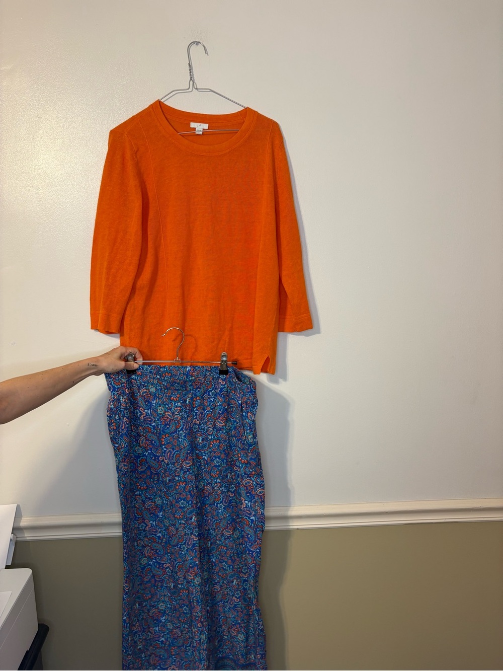 J. Jill Orange Top with Blue Paisley Pajama Pants